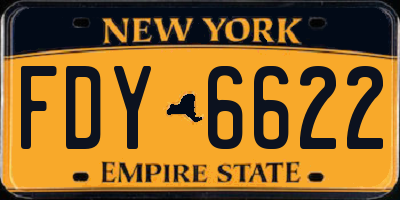 NY license plate FDY6622