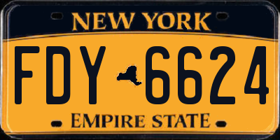 NY license plate FDY6624
