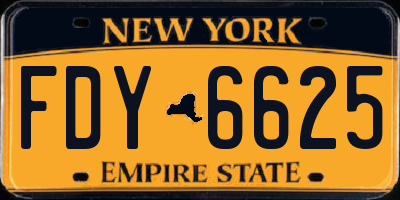 NY license plate FDY6625