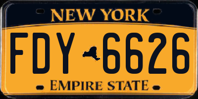 NY license plate FDY6626