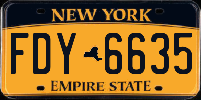 NY license plate FDY6635