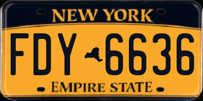 NY license plate FDY6636