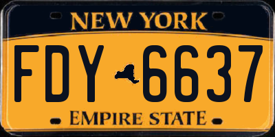 NY license plate FDY6637