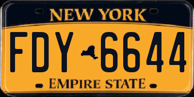 NY license plate FDY6644