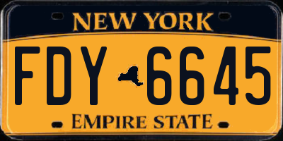 NY license plate FDY6645