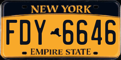 NY license plate FDY6646