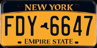 NY license plate FDY6647