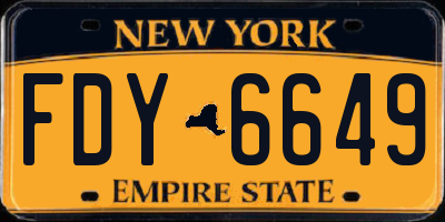 NY license plate FDY6649