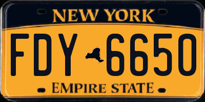 NY license plate FDY6650