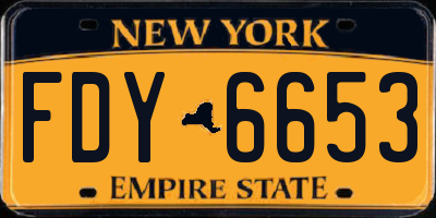 NY license plate FDY6653