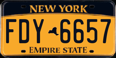 NY license plate FDY6657