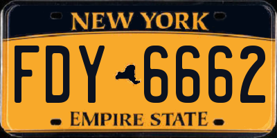 NY license plate FDY6662