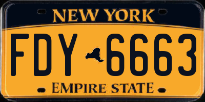 NY license plate FDY6663