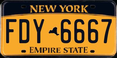NY license plate FDY6667