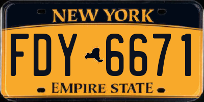 NY license plate FDY6671