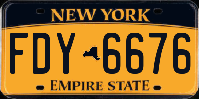NY license plate FDY6676