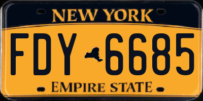 NY license plate FDY6685