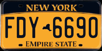 NY license plate FDY6690