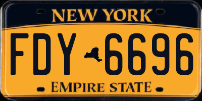 NY license plate FDY6696