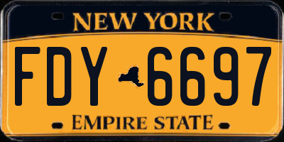 NY license plate FDY6697