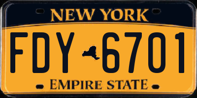 NY license plate FDY6701