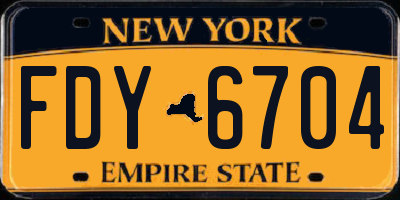 NY license plate FDY6704