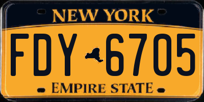 NY license plate FDY6705
