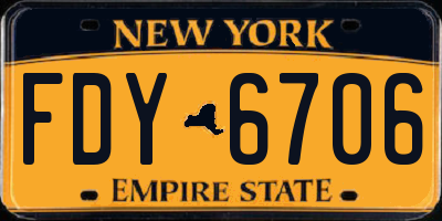 NY license plate FDY6706