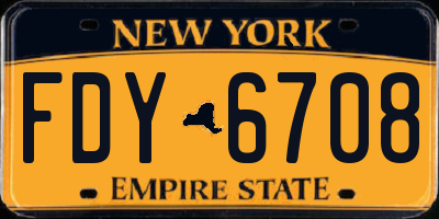 NY license plate FDY6708