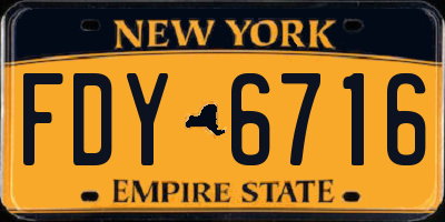 NY license plate FDY6716