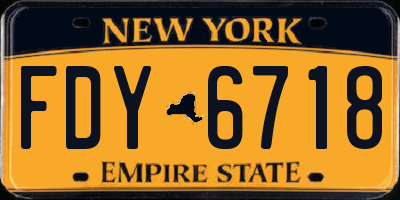 NY license plate FDY6718