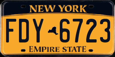 NY license plate FDY6723