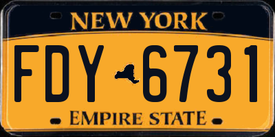 NY license plate FDY6731