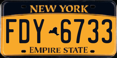 NY license plate FDY6733