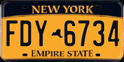 NY license plate FDY6734