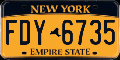 NY license plate FDY6735