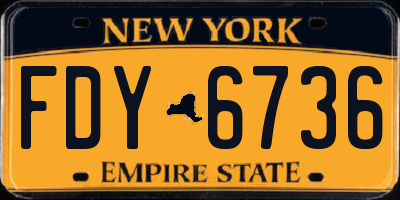 NY license plate FDY6736