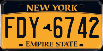 NY license plate FDY6742