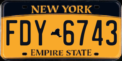 NY license plate FDY6743