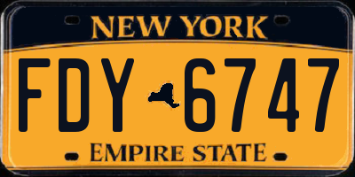 NY license plate FDY6747