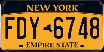 NY license plate FDY6748
