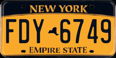 NY license plate FDY6749