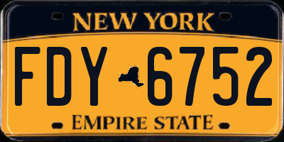 NY license plate FDY6752