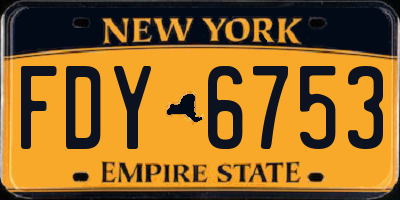 NY license plate FDY6753