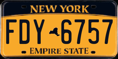 NY license plate FDY6757