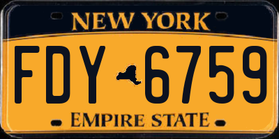 NY license plate FDY6759