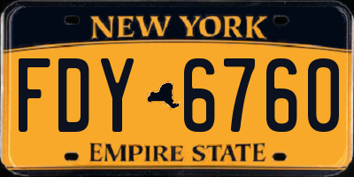 NY license plate FDY6760
