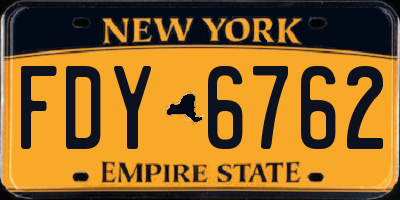 NY license plate FDY6762