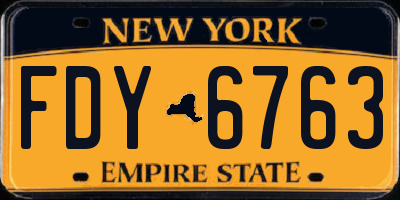 NY license plate FDY6763
