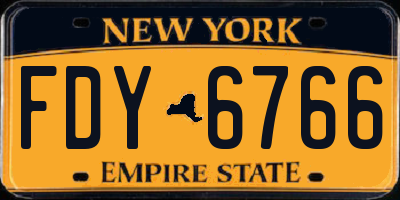 NY license plate FDY6766
